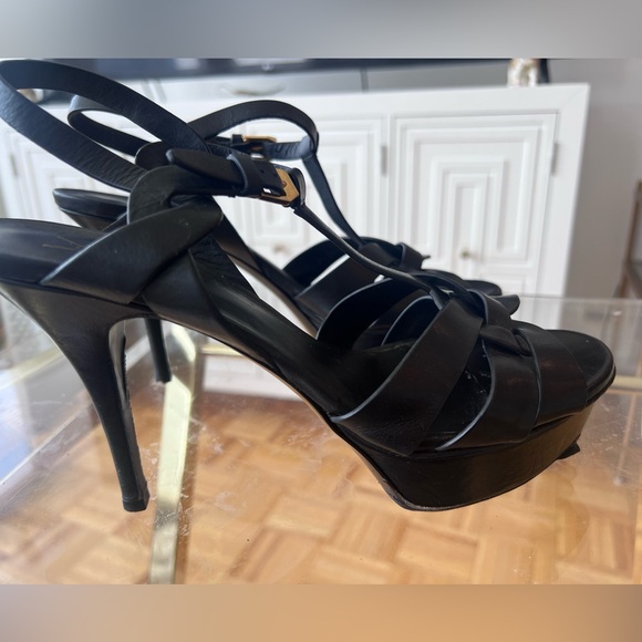 Yves Saint Laurent Black Tribute 75 Sandals - Picture 2 of 10